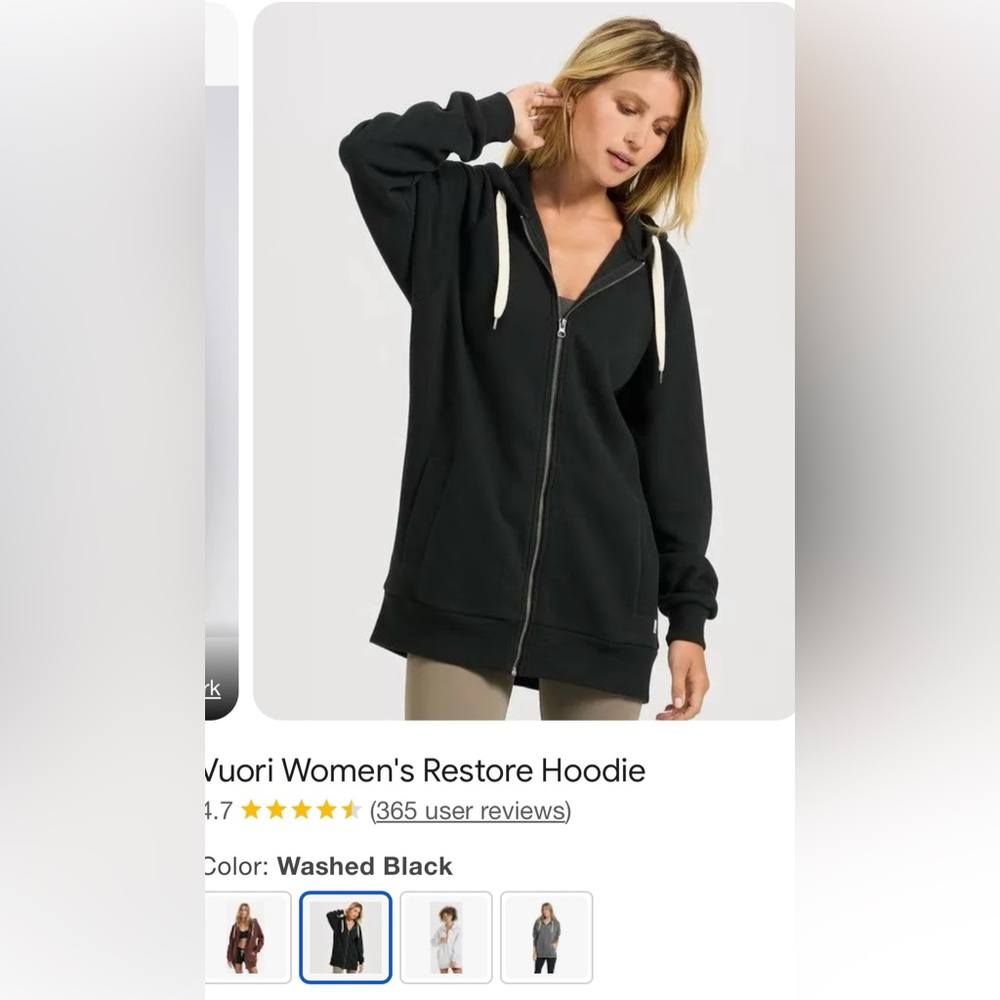 Vuori Restore Oversized Washed Black Hoodie Size XS Women’s